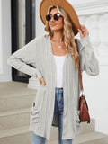 Pocketed Open Front Long Sleeve Cardigan