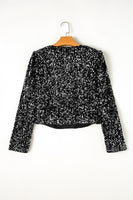 Sequin Open Front Long Sleeve Jacket