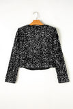 Sequin Open Front Long Sleeve Jacket