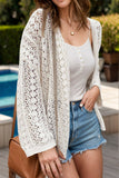 Openwork Open Front Dropped Shoulder Cardigan