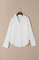 Texture Collared Neck Long Sleeve Shirt