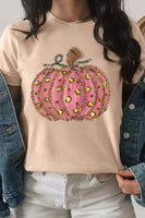 Pumpkin Round Neck Short Sleeve T-Shirt