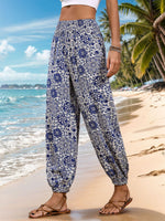 Printed Elastic Waist Pants