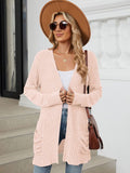 Pocketed Open Front Long Sleeve Cardigan