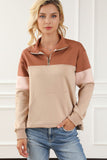 Color Block Quarter Zip Long Sleeve Sweatshirt