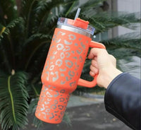 Solid Leopard 40oz Tumblers W/ Handle