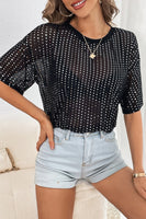 Polka Dot Round Neck Half Sleeve T-Shirt