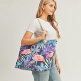 Tropical Flamingo Print Tote Bag