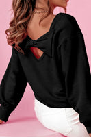 Bow Round Neck Long Sleeve Sweatshirt