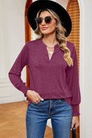 Notched Lantern Sleeve T-Shirt