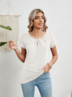 Lace Detail Round Neck Short Sleeve T-Shirt