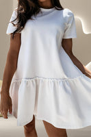 Ruffle Hem Round Neck Short Sleeve Mini Dress