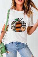 Pumpkin Graphic Round Neck Short Sleeve T-Shirt