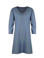 Full Size V-Neck Half Sleeve Denim Dress