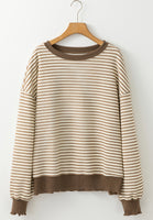 Striped Round Neck Long Sleeve Sweatshirt