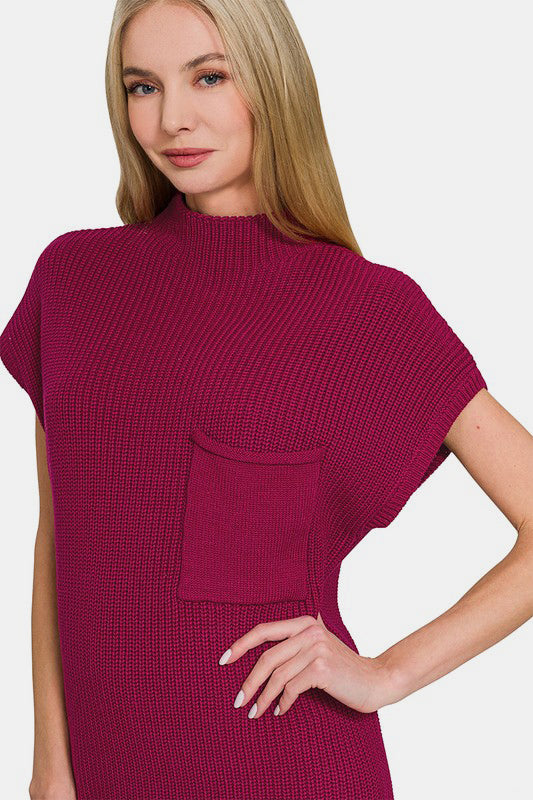 short sleeve turtleneck dress Zenana Mock Neck Short Sleeve Sweater Dress – Banks Boutique