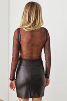 HERA COLLECTION Abstract Mesh Lace-Up Long Sleeve Bodysuit