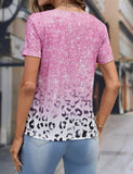 Pink Leopard Ombre V neck Tee