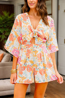 Tied Printed Half Sleeve Romper