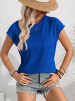 Round Neck Cap Sleeve Blouse