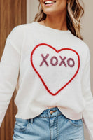 XOXO Round Neck Drop Shoulder Sweater