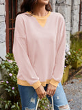 Lovelet Contrast Round Neck Long Sleeve Sweatshirt