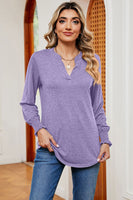 Notched Lantern Sleeve T-Shirt