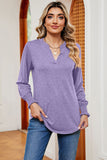 Notched Lantern Sleeve T-Shirt