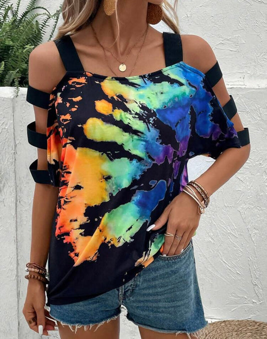 Tie Dye Bliss Cold Shoulder Top