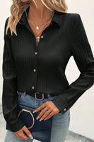 Textured Collared Neck Long Sleeve Shirt