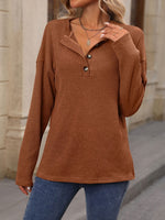 Half Button Long Sleeve T-Shirt