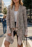 Leopard Open Front Long Sleeve Cover-Up