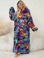 Fuzzy Pocketed Long Sleeve Hooded Lounge Dress