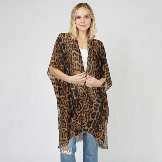 Brown Leopard Lightweight Kimono