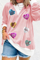 Valentine’s Day Sequin Heart Long Sleeve Sweatshirt