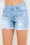 American Bazi High Waist Distressed Frayed Denim Shorts