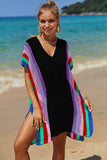 Openwork Striped Slit Knit Cover Up