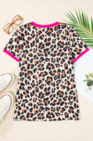 Leopard Round Neck Short Sleeve T-Shirt