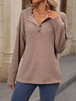 Half Button Long Sleeve T-Shirt