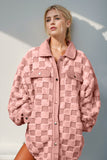 Double Take Button Up Fuzzy Checkered Shacket