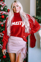 Double Take Full Size Merry Christmas Turtleneck Long Sleeve Sweater