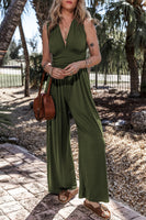 V-Neck Sleeveless Wide Leg Jumpsuit