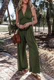 V-Neck Sleeveless Wide Leg Jumpsuit