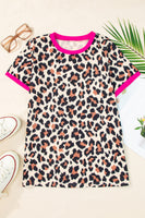 Leopard Round Neck Short Sleeve T-Shirt