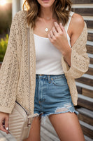 Openwork Open Front Dropped Shoulder Cardigan