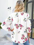 Printed Notched Half Sleeve Blouse