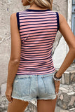 Striped Contrast Round Neck Tank