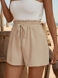 Tied Elastic Waist Shorts with Pockets