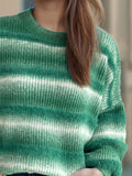 Gradient Round Neck Dropped Shoulder Sweater