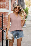 Eyelet Lace Trim Eyelash V-Neck Tank